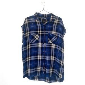 Rails Blue/Black Plaid Sleeveless Button Down Flannel Size Medium